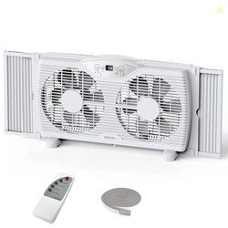 shinic Twin Window Fan, 9-Inch Blades Reversible Airflow, Thermostat C