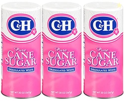 C&H Granulated Sugar, 20 oz Canister Premium Pure Cane Sugar (Pack of 