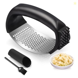 Pomyter Garlic Press Rocker, Stainless Steel Garlic Mincer and Garlic 
