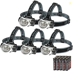 EverBrite 5-Pack LED Headlamp, 4 Lighting Modes, Pivoting Head with Ad