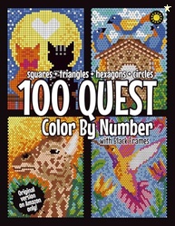 100 QUEST Color By Number: Squares + Triangles + Hexagons + Circles (B