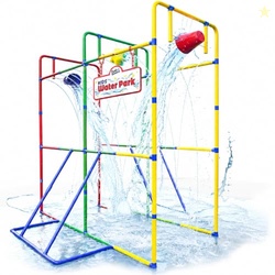 Backyard Waterpark with Splash Wheel, Dump Buckets for Kids Outdoor Wa