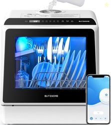 BLITZHOME Portable Dishwasher Countertop, WIFI Smart Dishwasher, Compa