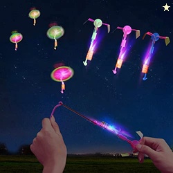 lpvoqpth 25 Sets LED Flying Set, 25 Slingshot+25 Glow Helicopter-50 Pc