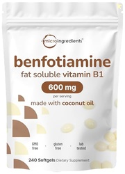 Vitamin B1 Benfotiamine 600mg Per Serving, 240 Coconut Oil Softgels | 