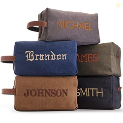 Embroidered - Handcrafted Personalized Toiletry Bag for Men Custom w/N