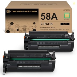 58A CF258A Black Toner Cartridge 2 Pack (with Chip) Works with HP Pro 