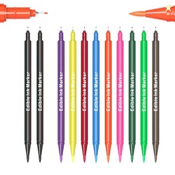 Edible Markers, 11Pcs Ultra Fine Tip(0.5mm) Food Coloring Pens, Double