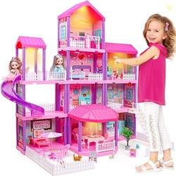 beefunni Doll House, Dollhouse for Girls, Doll Houses with 4 Stories-1