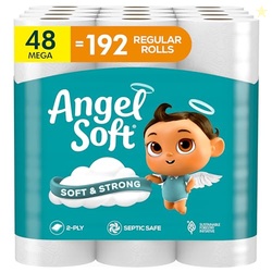 Angel Soft Toilet Paper, 48 Mega Rolls = 192 Regular Rolls, Soft and S