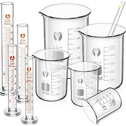 Feekoon 10 Pieces Glass Measuring Beaker and Graduated Measuring Cylin