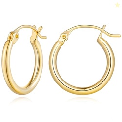 14K Gold Hoop Earrings for Women Timeless Lightweight Round Tube Comfo