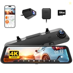 WOLFBOX G850 12" 4K Rear View Mirror Camera with 5.8GHz WiFi and Voice