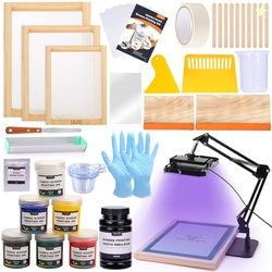Caydo 54 Pieces Screen Printing Kit with 50W LED UV Exposure Screen Pr