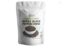 True Organic Black Peppercorns, 1 lb, Steam Sterilized, USDA & Kosher 