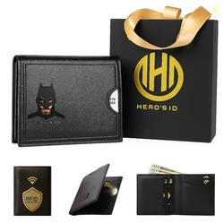 Leather Bat Wallet - Bifold wallet Man Woman, Superhero Mask Slim Card