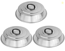 3 Sets BBQ Accessories 12 Inch Round Stainless Steel Basting Cover Wok
