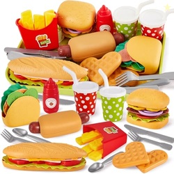 BUYGER Fast Food Play Food Toys for Kids Toddler Children Toy Kitchen 