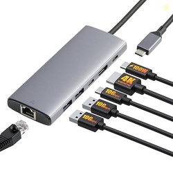 Amazon Basics 6-in-1 USB-C 3.2 (10G) Hub, Multiport Adapter with 100W 