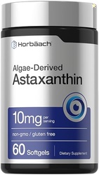 Horbach Astaxanthin Supplements | 10mg | 60 Softgels | Algae Derived F