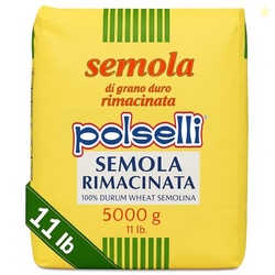 POLSELLI Italian Semola Flour, Fine Ground Semolina Rimachinata, 5 kg