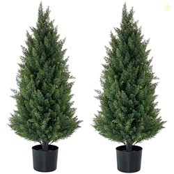 Artificial Topiary Trees 3 Foot Artificial Cedar Trees UV Resistant Po