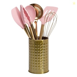 Paris Hilton Kitchen Set Tool Crock with Silicone Cooking Utensils, St