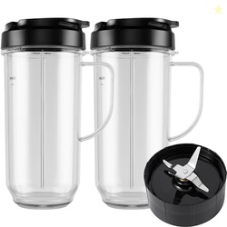 5-piece Magic Bullet Blender Cups, Tall 22oz Cup with Flip-Top To-Go L