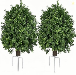 QIANYUN Boxwood Topiary Bush  Artificial Shrubs for Outdoors, Artifici
