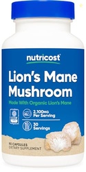 Nutricost Lion's Mane Mushroom Capsules 2100mg, 30 Servings - CCOF Cer
