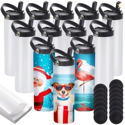 12 Pack Sublimation Tumblers Flat Edge Blanks Skinny Straight 20 oz, S