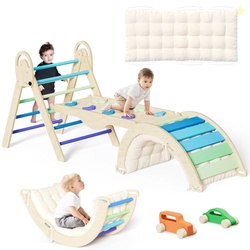 ElegantCrafts Pikler Triangle Set with Cushion, Montessori Climbing Se
