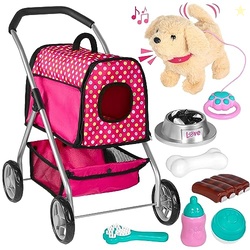 Puppy Doll Stroller  Remote Control Walking & Barking Plush Dog Toy fo