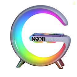 BKDRL Bluetooth Speaker Lamp with Wireless Charger, RGB Night Light, A