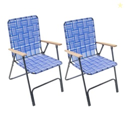 Garden Elements Folding Patio & Lawn Chairs  Steel Frame with Blue Wov