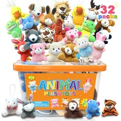 EDZTUN 32Pcs Mini Plush Animals Toy Set Assortment Easter Christmas Bu