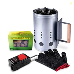 homenote Rapid Charcoal Chimney Starter Set Fireplace Accessories Ligh