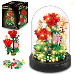 HOGOKIDS Flower Bouquet Building Set with LED Lighting - 596 PCS Red R