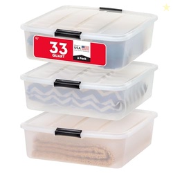 IRIS USA 33 Qt Plastic Under Bed Storage Organizer Bin Container with 