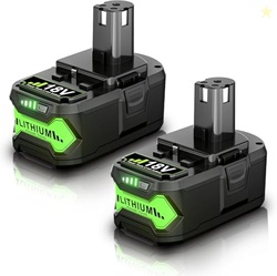 2Packs Replacement for Ryobi 18V Lithium Battery Compatible with Ryobi