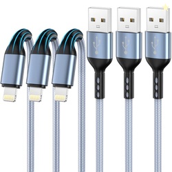 iPhone Charger 3pack 10FT Apple MFi Certified Nylon Braided Lightning 
