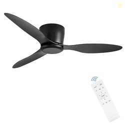 Ceiling Fans No Light with Remote Control Flush Mount 42 Inch Black Lo