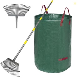 Serqd Adjustable Garden Rake for Leaves 36-73" Long Handle, 18" Wide, 