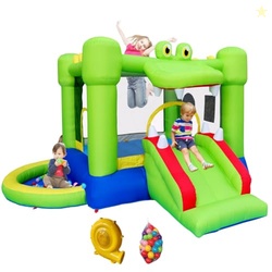 Inflatable Bounce House with Slide, Jumping Castle with Blower and Bal