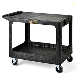 ELAFROS Large Heavy Duty Plastic Utility Cart Flat top 42.5 x 25 Inch 