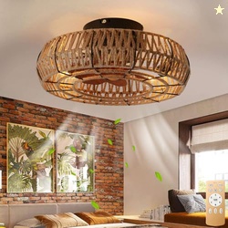 Letmarey 20" Caged Ceiling Fans with Lights and Remote, Boho Flush Mou