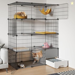 Oneluck Large Cat Cage with Litter Box, 4-Tier DIY Enclosures Detachab