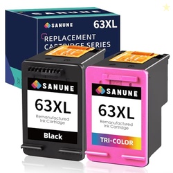 SANUNE Remanufactured Ink Cartridges Replacement for HP Ink 63 63XL Bl