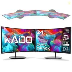 Kado Dual Monitor 2-Pack 24" Curved 1500R 1920x1080 75Hz Computer Moni