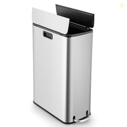 Goplus 12 Gallon Stainless Steel Trash Can, Kitchen Waste Bin with Sof